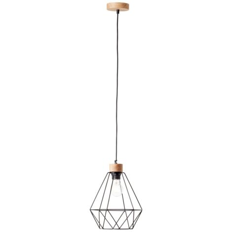 BRILLIANT lampe, suspension Drewno 25cm noir / couleur bois, 1x A60, E27, 25W, bois issu de la foresterie durable (FSC)