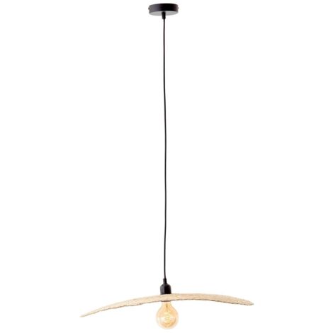 BRILLIANT lampe, suspension Jefter 1 flamme noir / naturel, 1x A60, E27, 52W, le câble peut être raccourci / réglable en hauteur