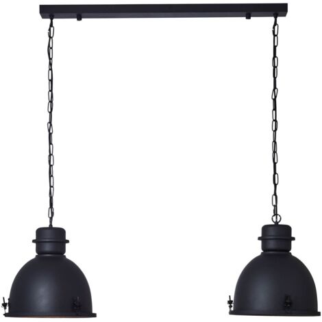 BRILLIANT lampe, suspension Kiki 2 flammes corindon noir, métal, 2x A60, E27, 52W, lampes normales (non incluses), A ++