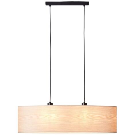 BRILLIANT lampe, suspension Romm 2 flammes ovale en bois clair / noir, 2x A60, E27, 52W, câble peut être raccourci / réglable en hauteur