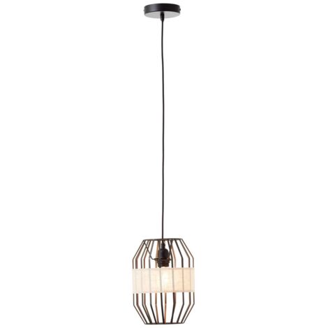 BRILLIANT lampe, suspension Slope 23cm noir / naturel, 1x A60, E27, 40W, câble peut être raccourci / réglable en hauteur