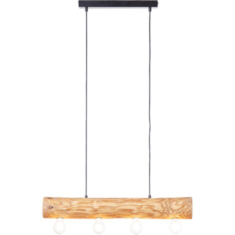 Brilliant Suspension Weald 20cm noir/fumée/bois métal/verre/bois 1x A60, E27, 40 W, adapté à une