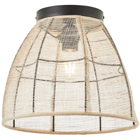 BRILLIANT Lampe, Tanah Deckenleuchte 32cm schwarz/natur, 1x A60, E27, 42W, Für LED-Leuchtmittel geeignet