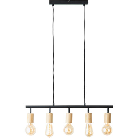 Brilliant Lampe Tiffany Balkenpendel 5flg schwarz matt/natur Metall/Kunststoff braun 5x A60, E27, 28 W
