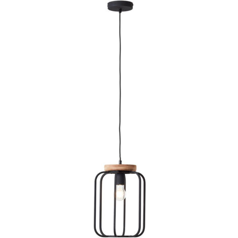BRILLIANT Lampe, Tosh Pendelleuchte 25cm antik holz/schwarz korund, 1x A60, E27, 40W, Holz aus nachhaltiger Waldwirtschaft (FSC)