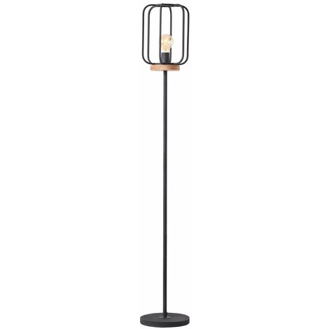 BRILLIANT Lampe, Tosh Standleuchte 1flg antik holz/schwarz korund, 1x A60, E27, 40W, Holz aus nachhaltiger Waldwirtschaft (FSC)