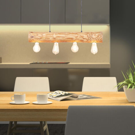 BRILLIANT Lampe, Trabo Pendelleuchte 4flg eiche geölt, 4x A60, E27, 25W, Holz aus nachhaltiger Waldwirtschaft (FSC)