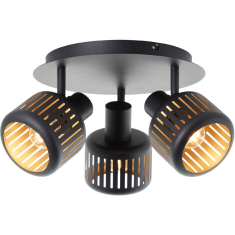 Brilliant lampe Tyas spot cocarde 3 lampes noir or plastique/métal noir 3x D45, E14, 28 W