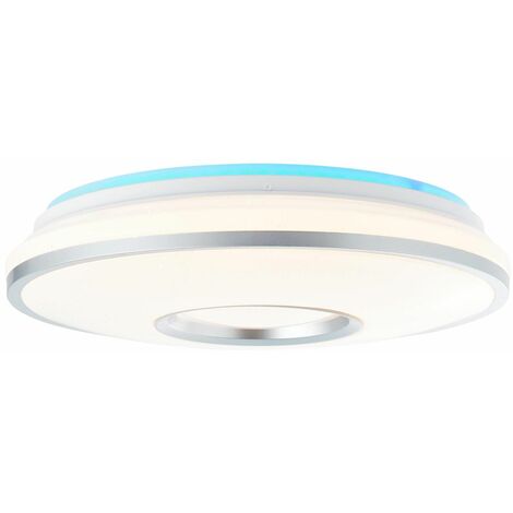 BRILLIANT Lampe Visitation LED Deckenleuchte 39cm weiß-silber  1x 24W LED integriert, (2460lm, 3000-6000K)  Stufenlos dimmbar / Steuerbar über Fernbedienung