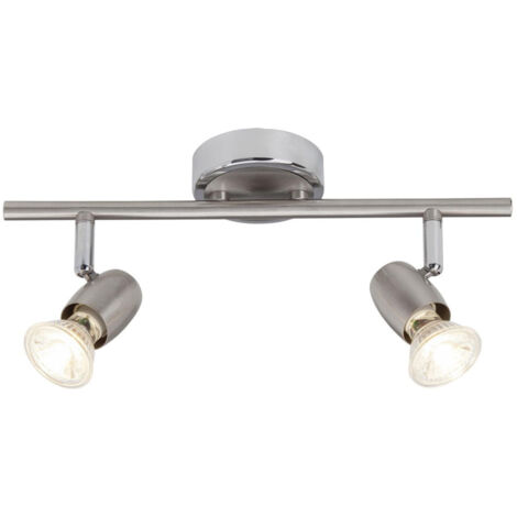 BRILLIANT Lampe Wesley LED Spotrohr 2flg eisen/chrom  2x LED-PAR51, GU10, 5W LED-Reflektorlampen inklusive, (380lm, 3000K)  Köpfe schwenkbar