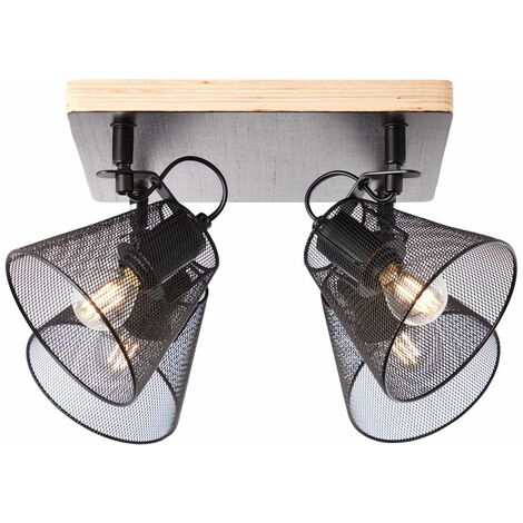 BRILLIANT Lampe, Whole Spotplatte 4flg schwarz/holzfarbend, Metall/Holz, 4x D45, E14, 40W,Tropfenlampen (nicht enthalten)