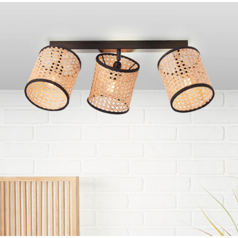 BRILLIANT Lampe, Wiley Spotbalken 3flg holz hell/schwarz, 3x D45, E14, 60W, Köpfe schwenkbar