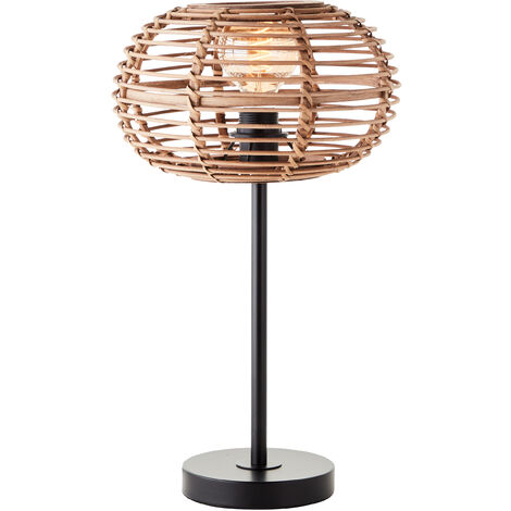 Brilliant Lampe Woodball Tischleuchte 1flg schwarz matt/bambus Aluminium/Metall braun 1x A60, E27, 40 W