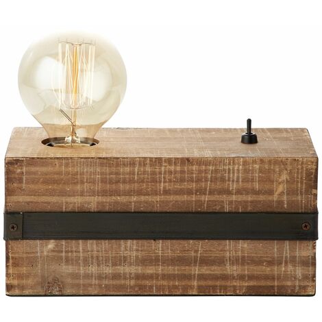 BRILLIANT Lampe Woodhill Tischleuchte antik/schwarz 1x A60, E27, 30W, g.f. Normallampen n. ent. Mit Kippschalter Für LED-Leuchtmittel geeignet