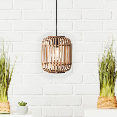 BRILLIANT Lampe Woodrow Pendelleuchte 1flg hellbraun  1x A60, E27, 60W, g.f. Normallampen n. ent.  Kabel kürzbar  Für LED-Leuchtmittel geeignet