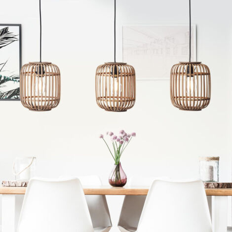 BRILLIANT Lampe Woodrow Pendelleuchte 3flg hellbraun  3x A60, E27, 60W, geeignet für Normallampen (nicht enthalten)  Kabel kürzbar