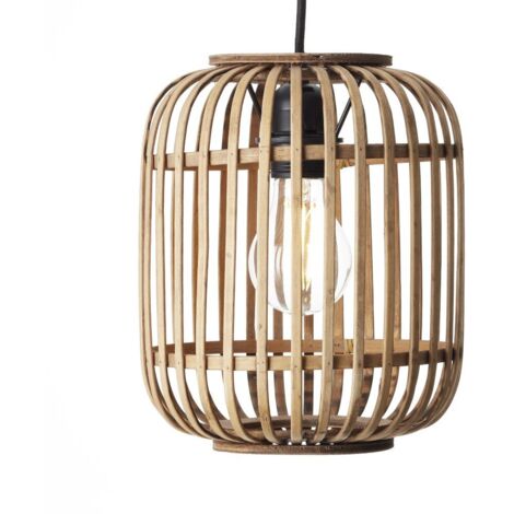 BRILLIANT lampe Woodrow suspension 1 brun clair 1x A60, E27, 60W, lampes normales gf non spécifiées.  Le câble peut être raccourci  Convient aux lampes LED