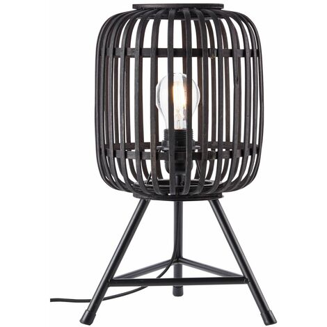 BRILLIANT Lampe, Woodrow Tischleuchte holz dunkel/schwarz, Metall/Bambus, 1x A60, E27, 60W,Normallampen (nicht enthalten)