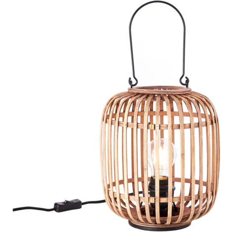 BRILLIANT Lampe Woodrow Tischleuchte mit Tragegriff hellbraun  1x A60, E27, 60W, geeignet für Normallampen (nicht enthalten)  Mit Schnurzwischenschalter