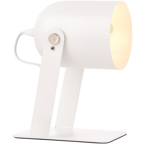 BRILLIANT lampe Yan lampe de table 29cm blanc  1x A60, E27, 30W, adapté aux lampes normales (non inclus)  Échelle A ++ à E  Avec interrupteur à cordon