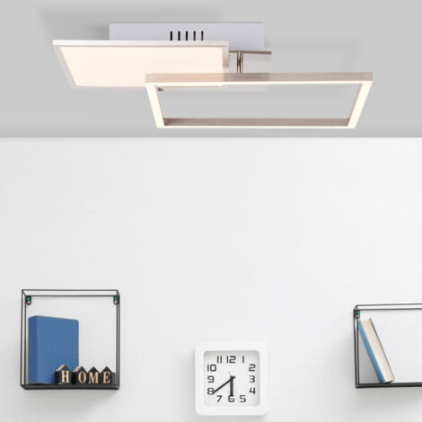 BRILLIANT Lampe, Zelia LED Deckenleuchte 41x41cm nickel eloxiert, 1x LED integriert, 20W LED integriert, (2000lm, 3000K), In 3 Stufen über Wandschalter dimmbar