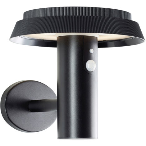 Brilliant LED Außen-Wandleuchte Alvero Außenlampe mit Solar, 21 cm, 500 lm, 3000 K, Metall, schwarz