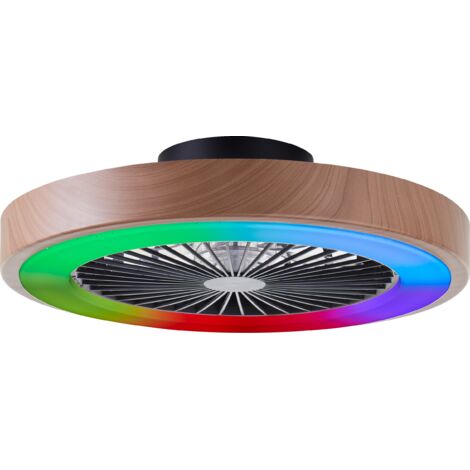 Brilliant LED Deckenleuchte mit Ventilator Slimline Ø 49 cm 40 W Holzoptik/schwarz Deckenlampen & Kronleuchter