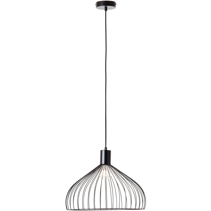

Lámpara, lámpara colgante Blacky 40cm negro mate, 1x A60, E27, 40W, cable acortable/regulable en altura - Noir - Brilliant