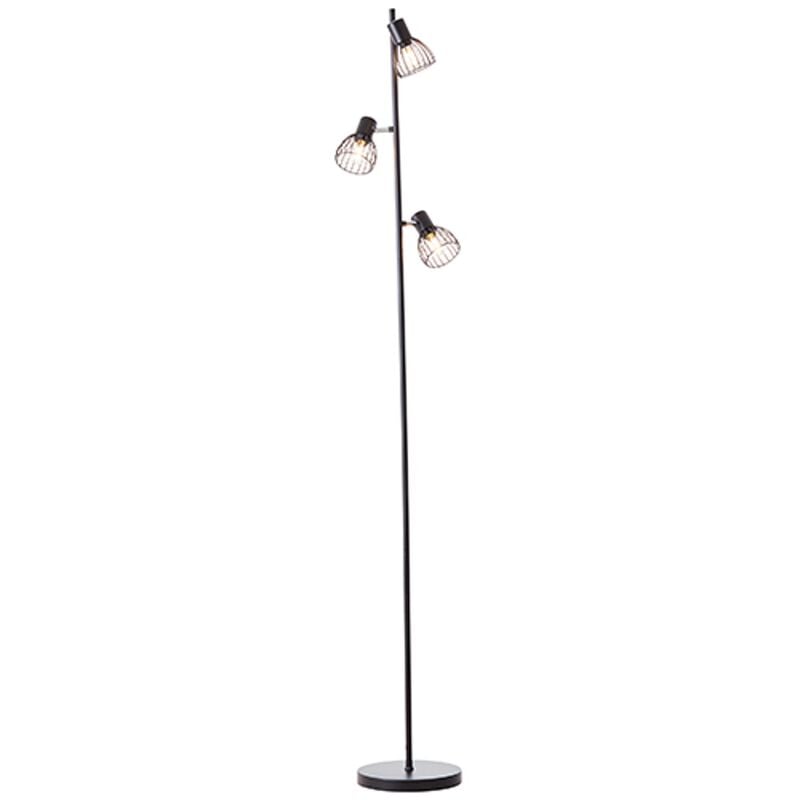 

Lámpara, lámpara de pie Blacky 3 llamas negro mate, 3x D45, E14, 25W, con interruptor de pie - Noir - Brilliant