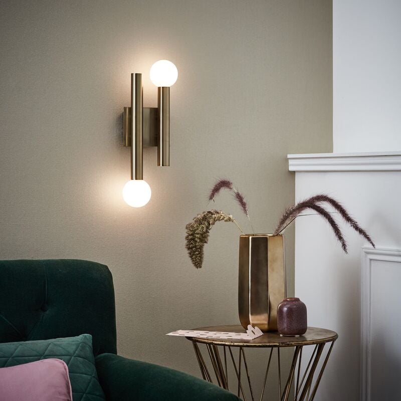 

lámpara Lucky lámpara de pared latón antiguo 2 luces | 2x QT14, G9, 18W, adecuado para lámparas con base de clavija (no incluidas) | Escala A ++ a E