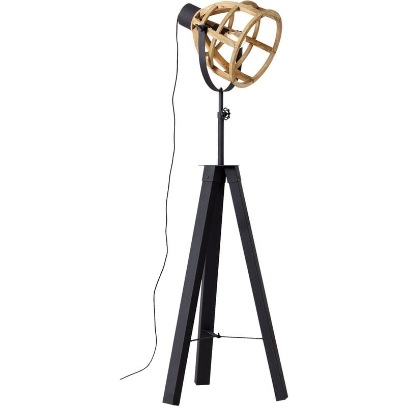 

BRILLIANT lámpara Matrix Nature lámpara de pie tres patas madera antigua/corindón negro | 1x G95, E27, 60W, adecuado para lámparas estándar (no