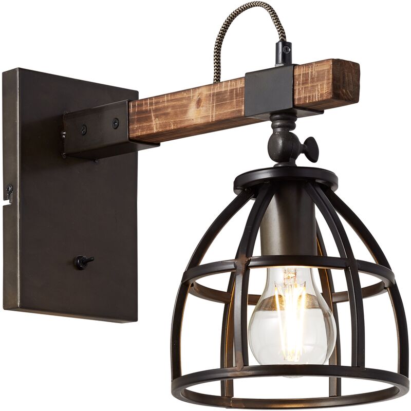 

BRILLIANT lámpara Matrix Wood aplique suspendido negro acero/madera | 1x A60, E27, 60W, adecuado para lámparas estándar (no incluidas) | Escala A ++