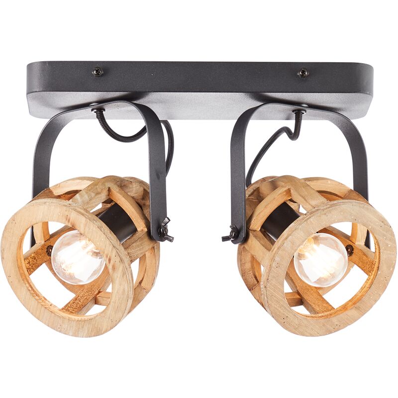 

BRILLIANT Lámpara Matrix Wood spot beams 2-fl. negro/natural | 2x D45, E14, 40W, adecuado para lámparas de caída no incluidas | Cabezas giratorias |