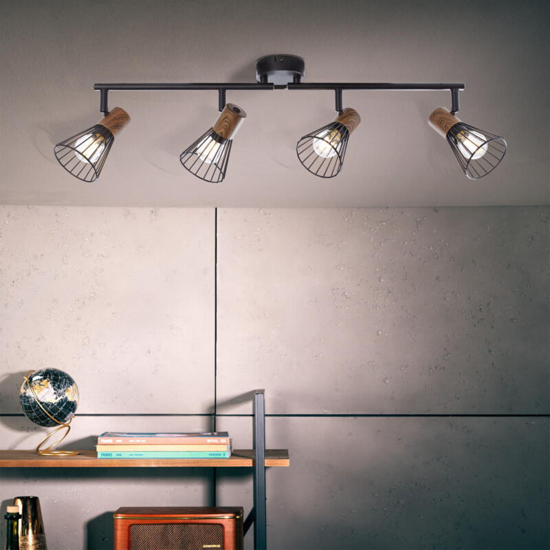 Brilliant - Lampe Manama Spotrohr 4flg Holz Dunkel/schwarz Matt 4x D45, E14, 18w, Geeignet Für Tropfenlampen (nicht Enthalten) Köpfe Schwenkbar /