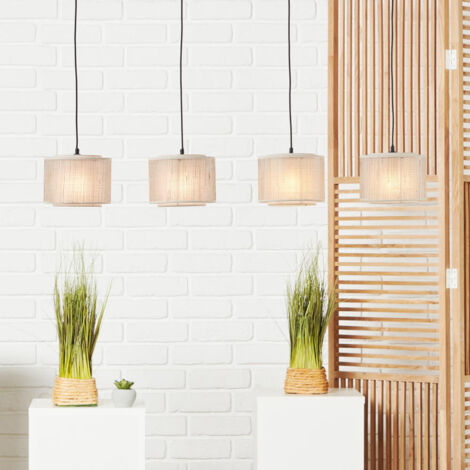 BRILLIANT Odar Pendelleuchte 4flg schwarz/beige  4x A60, E27, 42W, geeignet für Normallampen (nicht enthalten)