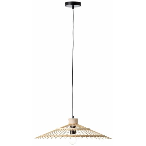 BRILLIANT Pirae Pendelleuchte 1flg schwarz/natur Innenleuchten,Pendelleuchten  1x A60, E27, 40W, geeignet für Normallampen (nicht enthalten)  In der Höhe einstellbar / Kabel kürzbar