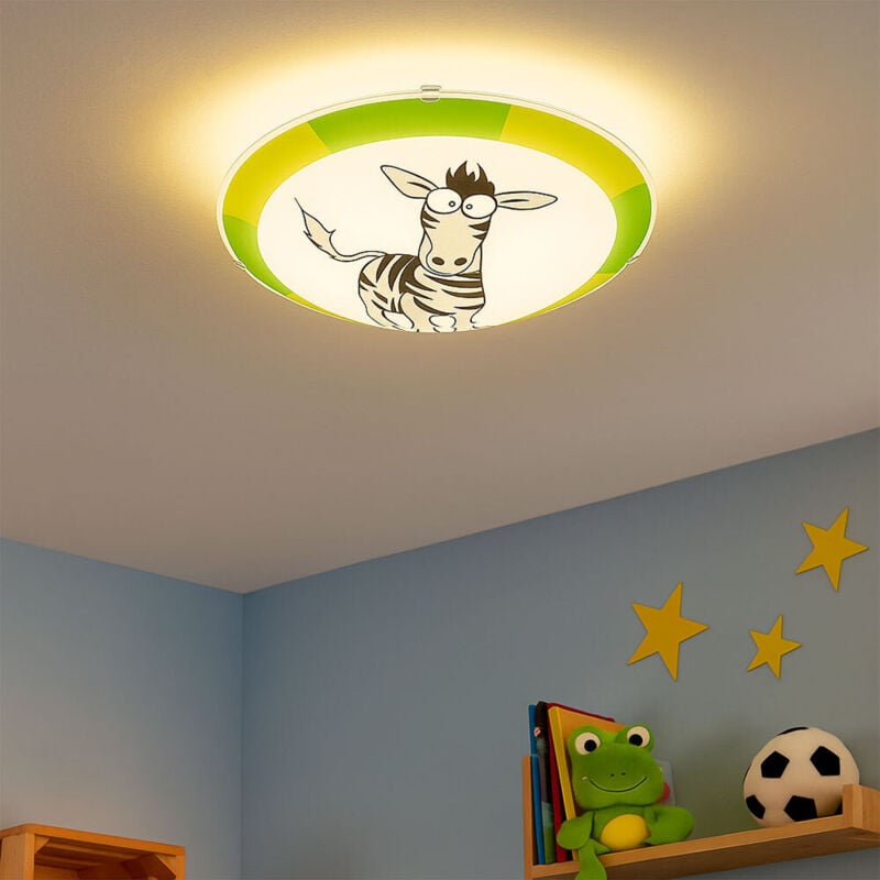 Plafonnier enfant lampe murale salle de jeux motif zèbre rayures vert gris Eglo 94457