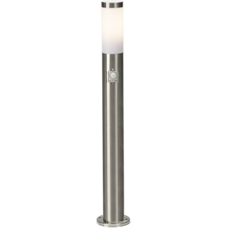 Brilliant – Potelet d'extérieur avec détecteur de mouvement IP44 – Acier inoxydable, hauteur 80 cm, angle de détection 120° – Éclairage allées et jardins