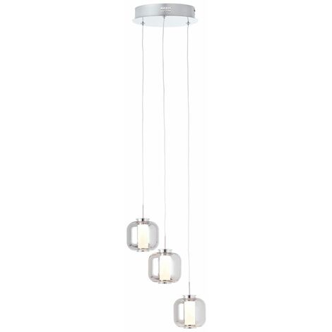BRILLIANT Rafa LED Pendelleuchte 3flg Rondell chrom/rauchglas Innenleuchten,Pendelleuchten,-Rondell  3x 5.67W LED integriert, (Lichtstrom: 528lm, Lichtfarbe: 3000K)  In der Höhe einstellbar / Kabel