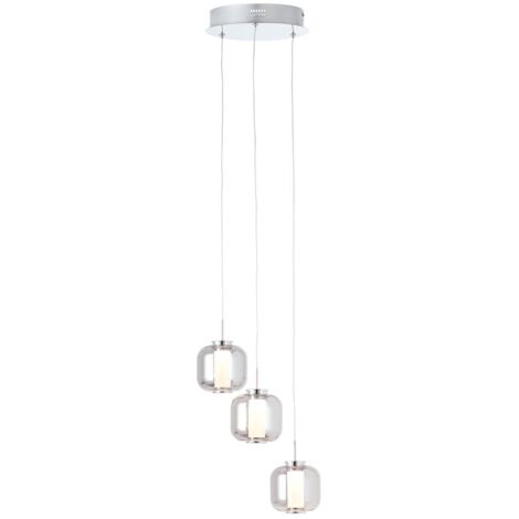 BRILLIANT Rafa LED suspension 3 flammes, rondes luminaires d'intérieur chrome / verre fumé, suspensions, cocarde  3x 5,67W LED intégrées, (flux lumineux: 528lm, couleur de lumière: 3000K)  A +