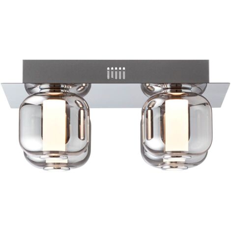 BRILLIANT Rafa Plafonnier LED 4 flammes chrome / verre fumé Luminaires d'intérieur, plafonniers, décoratifs  4x LED 5.5W intégrées, (flux lumineux: 535lm, couleur de la lumière: 3000K)  A  Éco