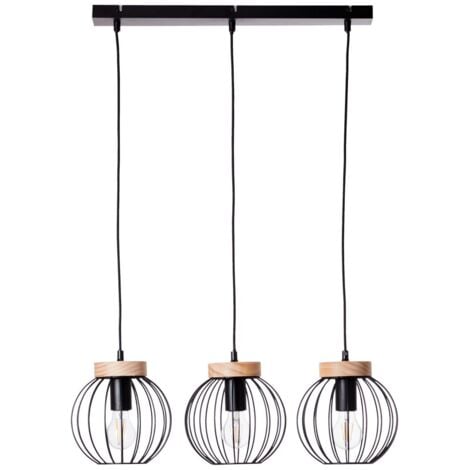 Brilliant Lampe Gwen Plafonnier 30cm Bois Antique/métal Corindon Noir