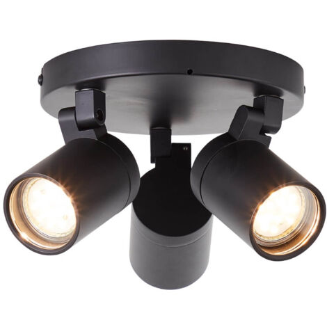 Brilliant Spot Alessia 3-flammes noir mat métal/verre   3x LED, GU10, 5 W, Convient aux ampoules LED (non incluses)