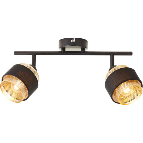 Brilliant Spot Grove 2-flammes or noir métal/textile   2x D45, E14, 28 W, Convient pour lampe à poser (non incluse)