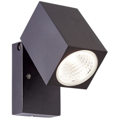 BRILLIANT Spot mural d'extérieur à LED Burk noir  1x LED intégrée, LED 6W intégrée, (600lm, 3000K)