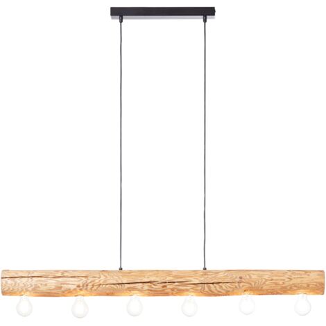 BRILLIANT Suspension Trabo 6 flammes chêne huilé  6x A60, E27, 25W, adapté aux lampes normales (non incluses)