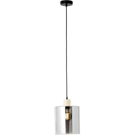 Brilliant Suspension Weald 20cm noir/fumée/bois métal/verre/bois   1x A60, E27, 40 W, adapté à une lampe normale (non incluse)