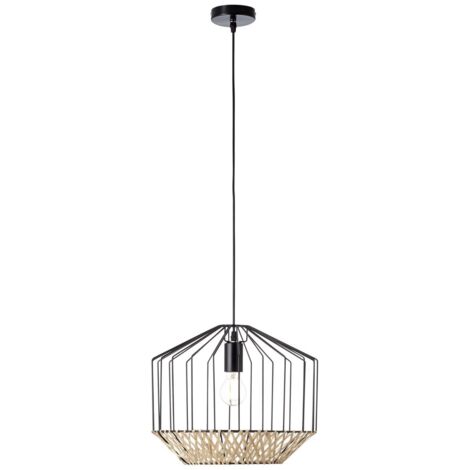 BRILLIANT Templo suspension 37cm noir / naturel lumières d'intérieur, suspensions  1x A60, E27, 40W, convient aux lampes normales (non incluses)  A ++  Réglable en hauteur / le câble peut être