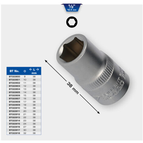 BRILLIANT TOOLS 1/2" Sechskant-Stecknuss 18 mm - BT022809