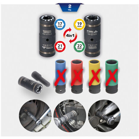 BRILLIANT TOOLS 1/2&quot 4in1 Kraft-Stecknuss-Satz 2tlg. - BT691011